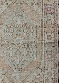 Muted Colored Turkish Oushak Rug is Subdued Medallion Design