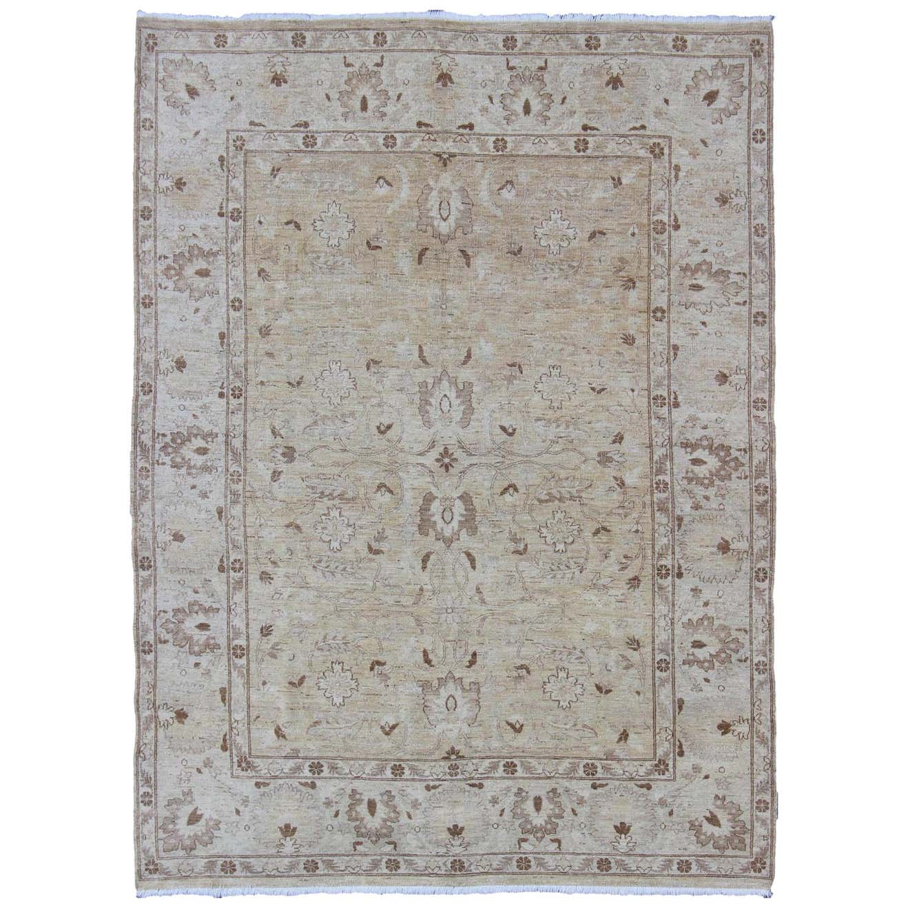 Muted Colors Afghan Rug with All-Over Design and Light Buttery Color ...