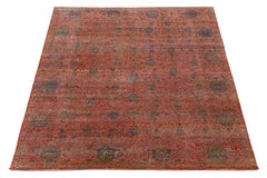 Muted Crimson & Indigo Wool & Silk Area Rug – Vintage-Inspired Transitional