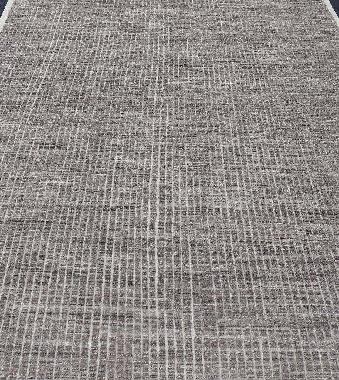 Dark Gray Casual Modern Rug by Keivan Woven Arts with High and Low Textured Pile For Sale 3