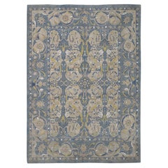 Gedämpfte Gold und Blau Palmette und Blatt Scroll-Muster Wolle Teppich 8'10''x12'2''