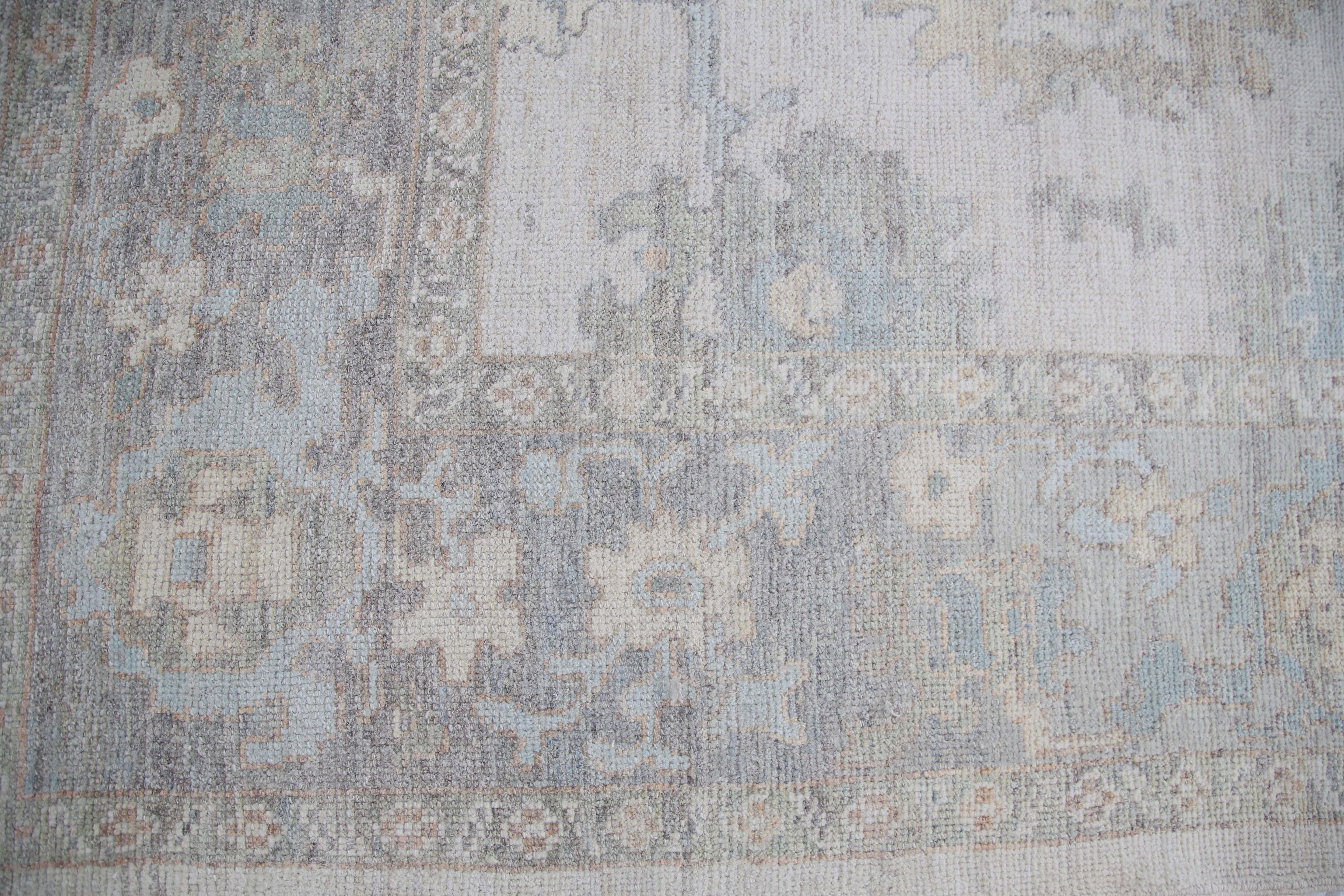 Muted Handmade Oushak Rug from Turkey In New Condition For Sale In Dallas, TX