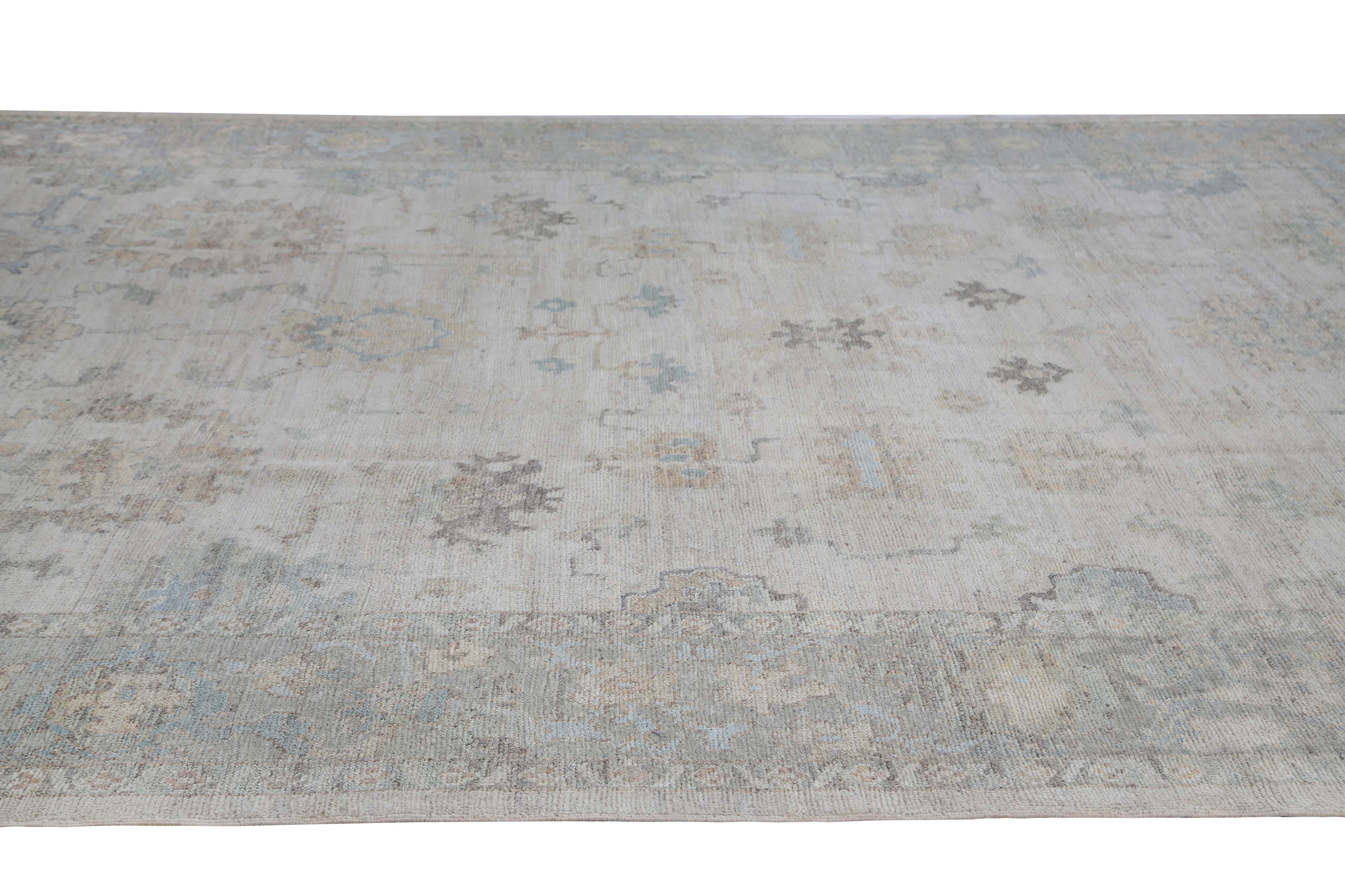 Wool Muted Handmade Oushak Rug from Turkey For Sale