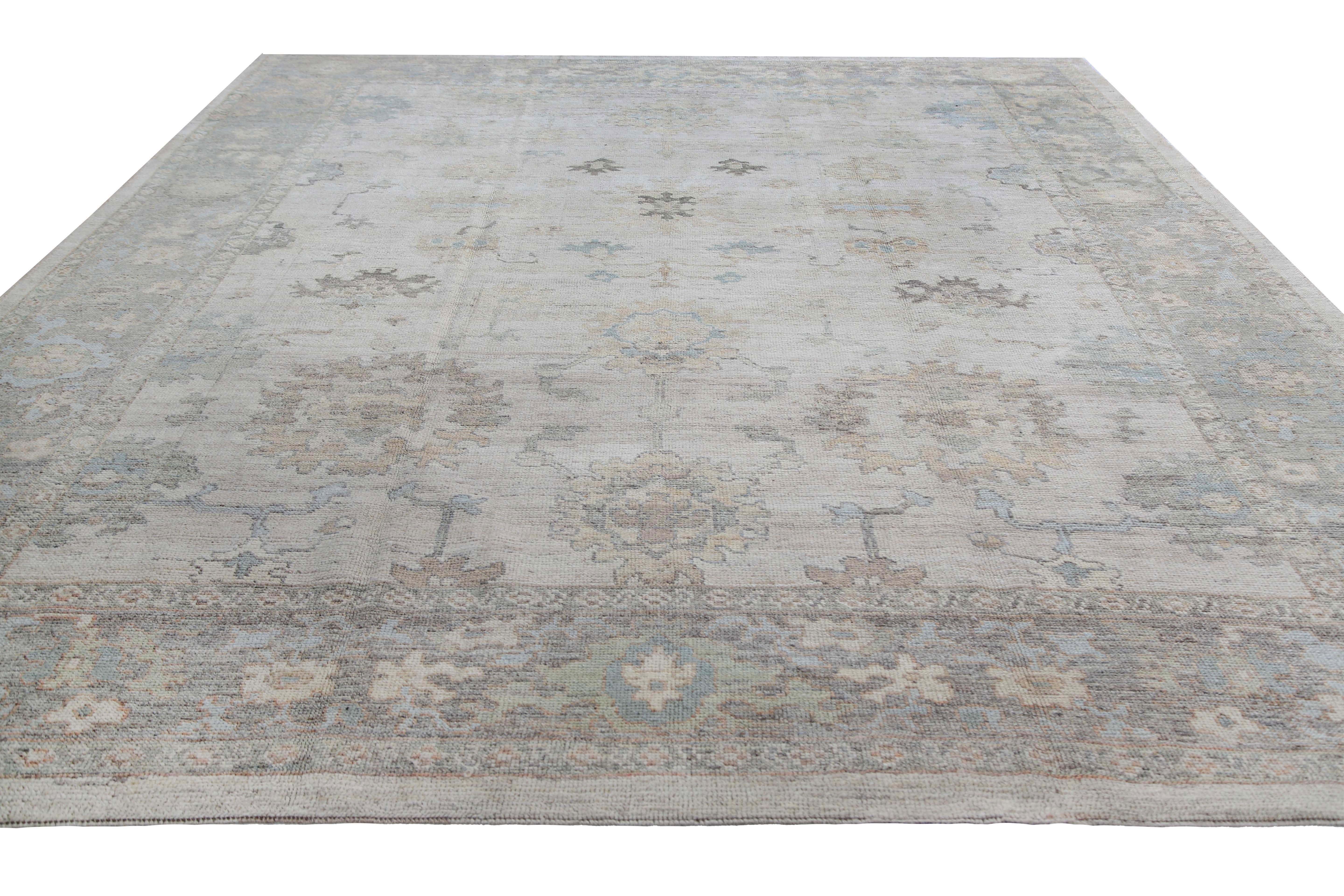 Muted Handmade Oushak Rug from Turkey For Sale 1