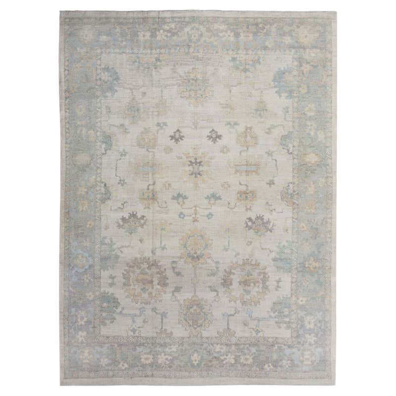 Vintage Muted Oushak Rug from Turkey with Medallion in Lavender and ...