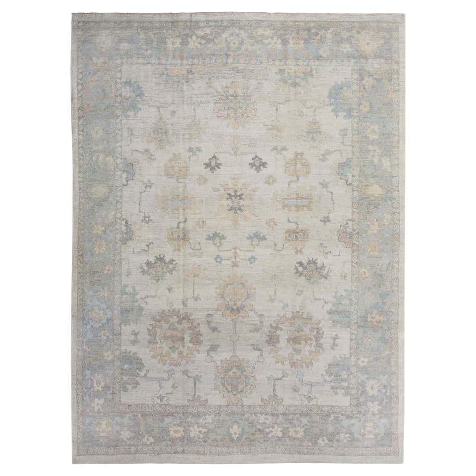 Vintage Muted Oushak Rug from Turkey with Medallion in Lavender and ...