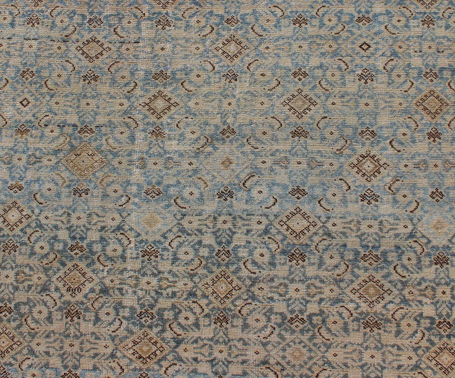 Muted Light Blue Persian Gallery Malayer Rug with Sub-Geometric Design 2