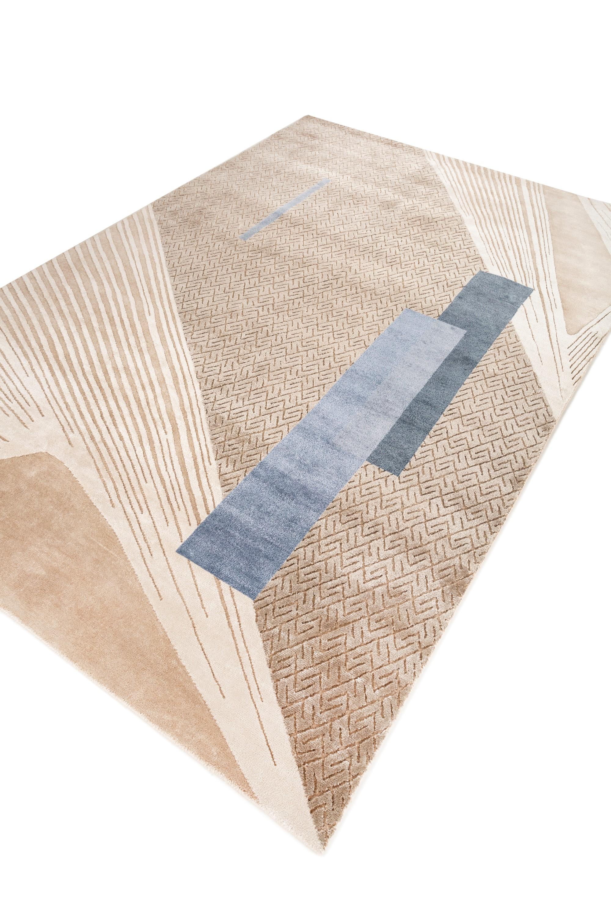 Indian Muted Melody Gray Brown & Gray Brown 180x270 cm Hand Knotted Rugs For Sale