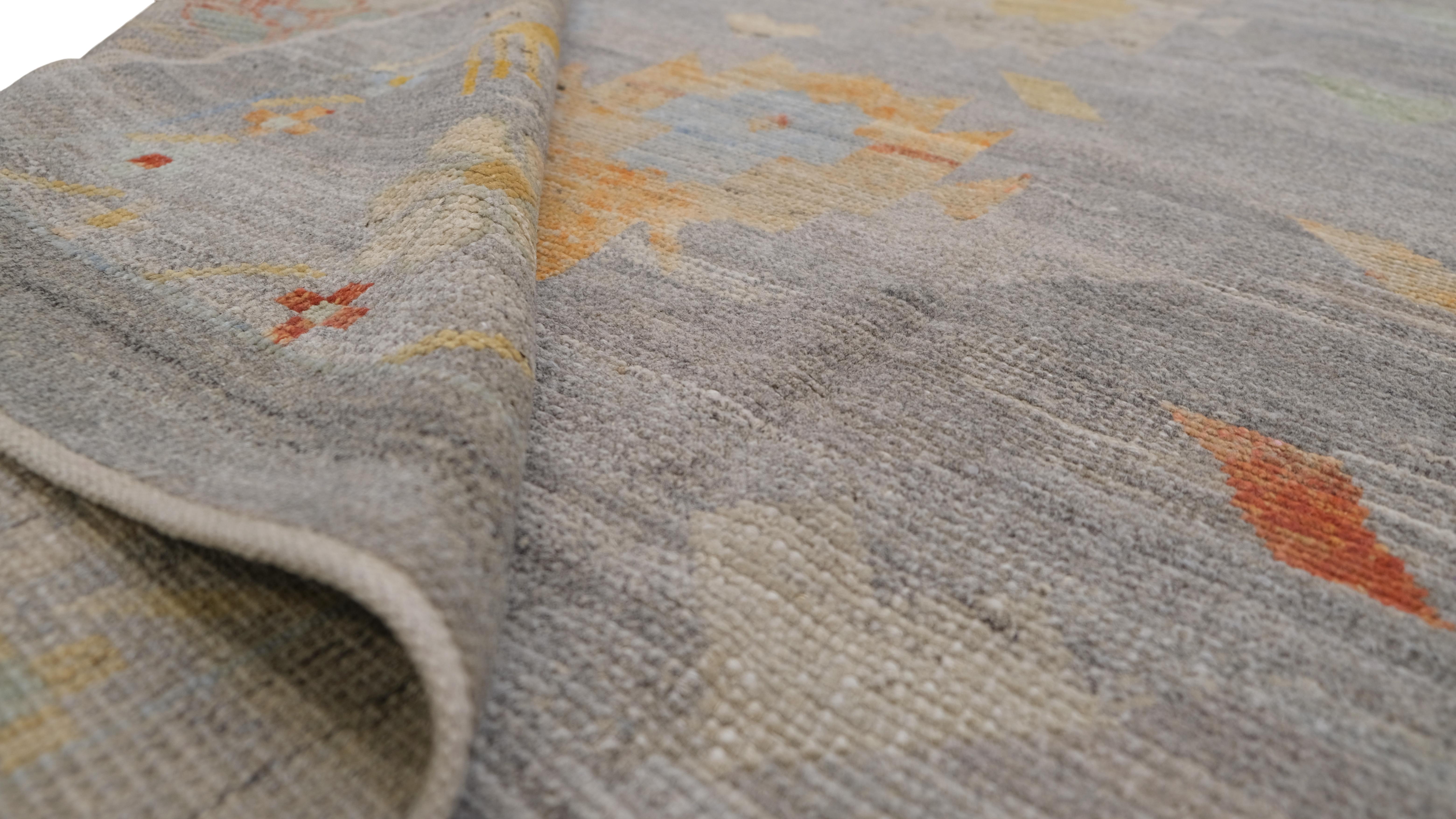 Noué à la main Tapis Oushak multicolore noué à la main 10'2''x13'6'' en vente