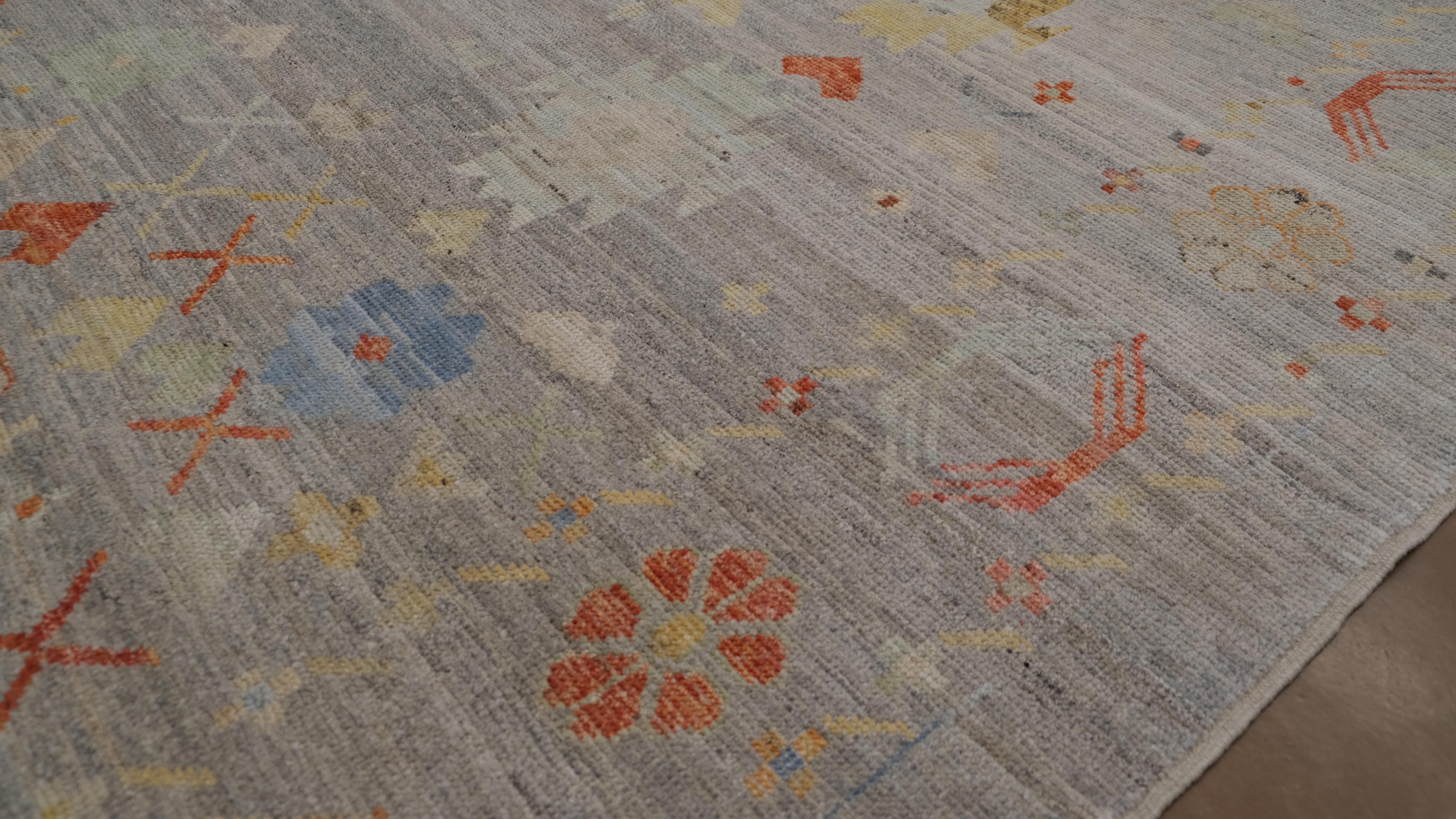 Tapis Oushak multicolore noué à la main 10'2''x13'6'' Neuf - En vente à Torrance, CA