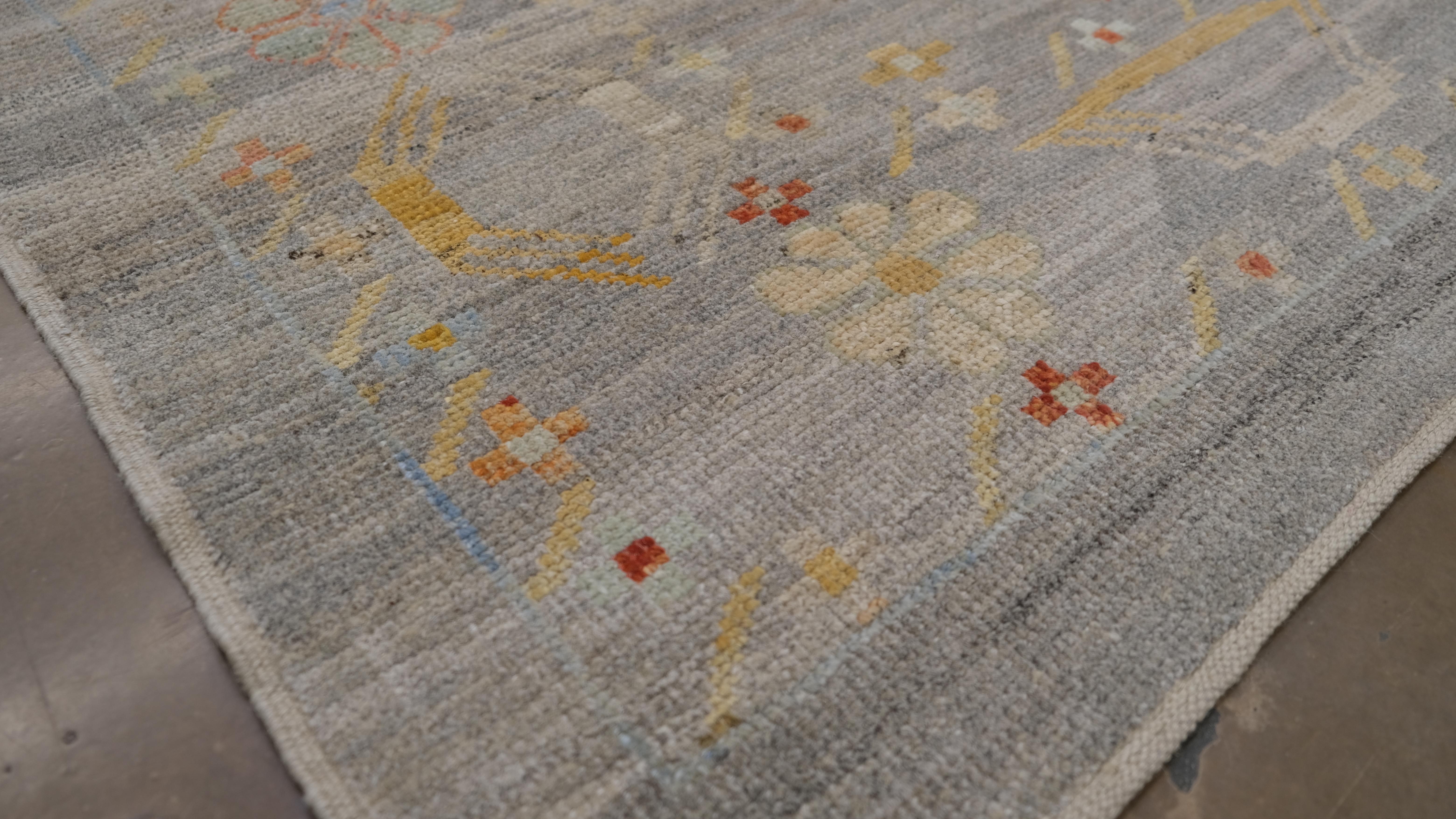 Tapis Oushak multicolore noué à la main 10'2''x13'6'' en vente 1