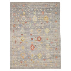Muted Multi-Colored Oushak Hand-Knotted Wool Rug 10'2''x13'6''