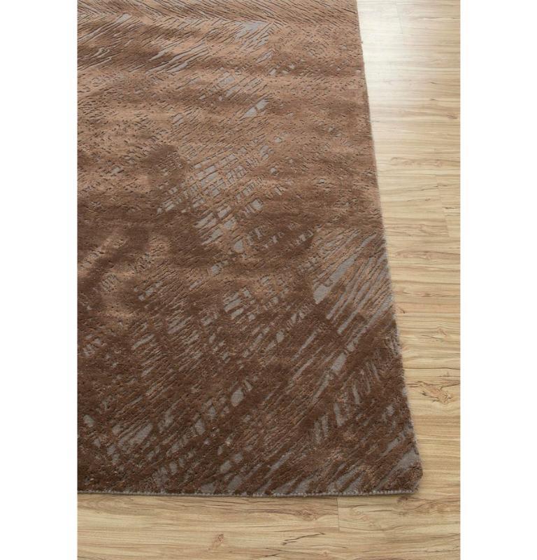 Modern Muted Palette Ashwood & Natural Brown 240x300 cm Handknotted Rug For Sale
