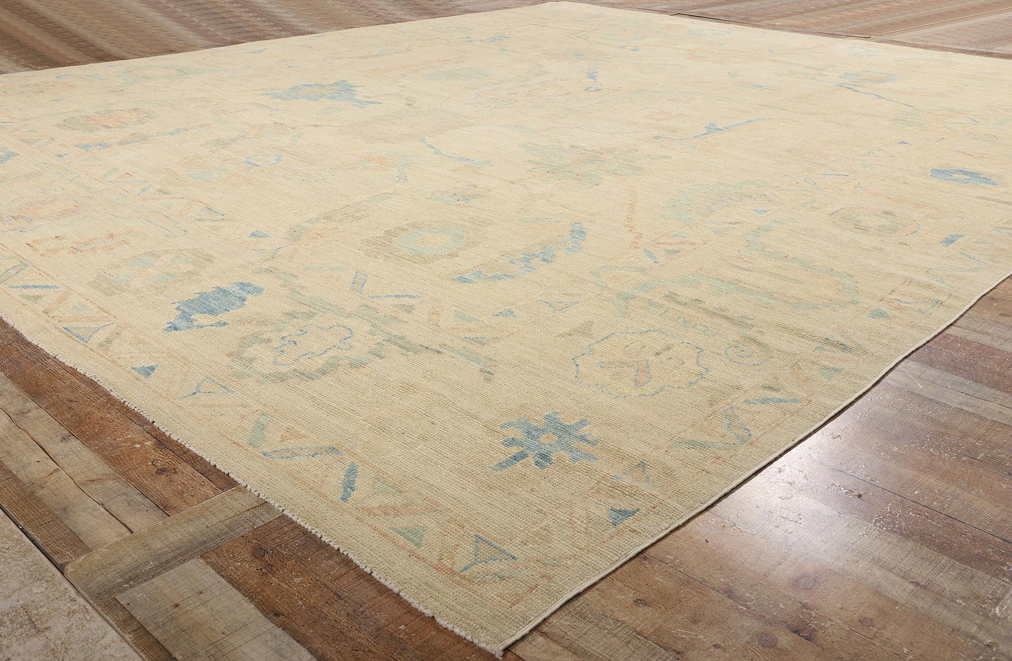 Nueva Alfombra Oushak Moderna de Colores Pasteles con Estilo Tradicional en venta 6