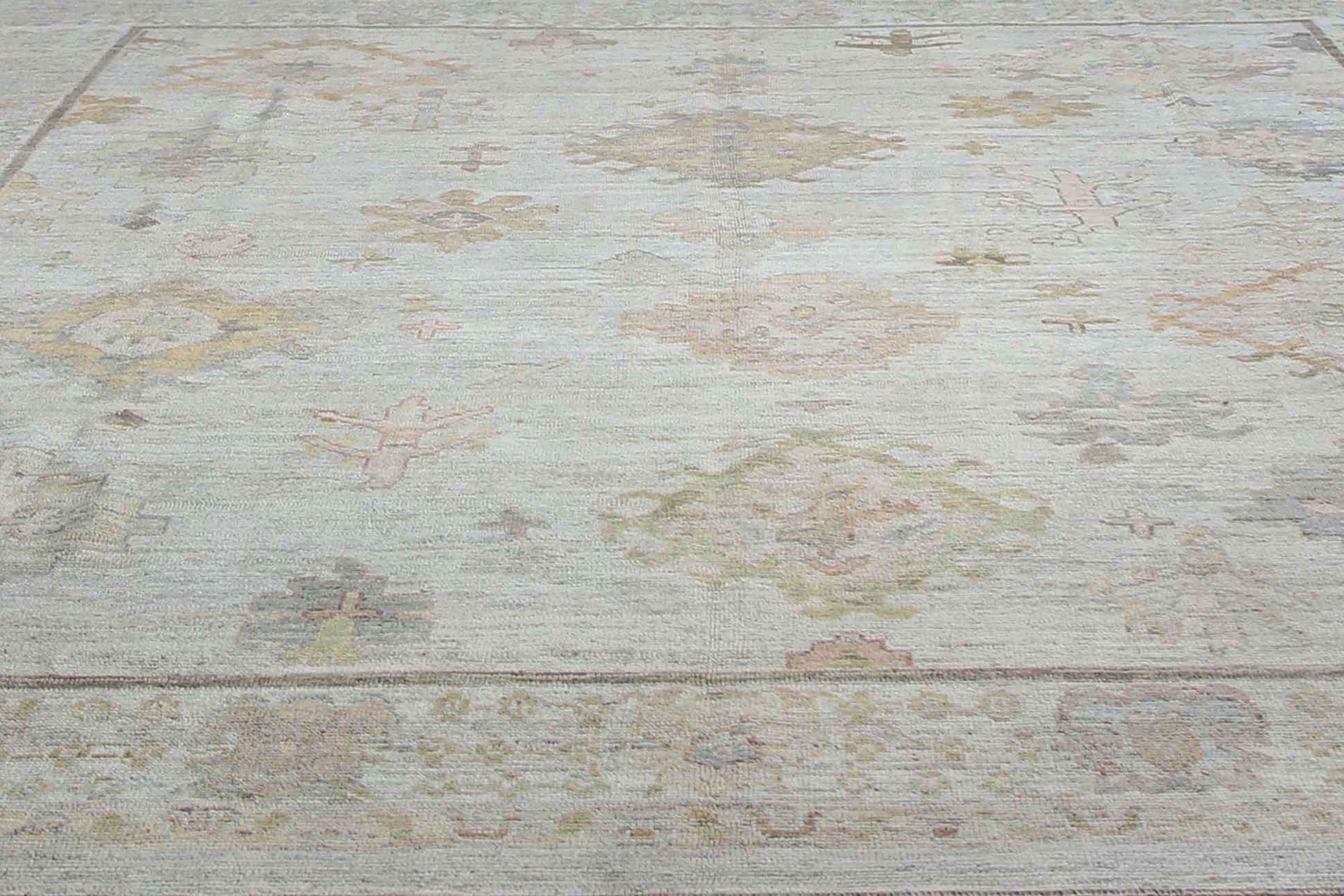 Contemporary Muted Pastel Turkish Handmade Rug For Sale