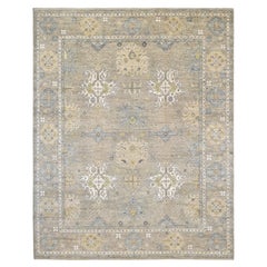 Alfombra de lana Oushak topo apagado, beige y azul 12'x15'2''
