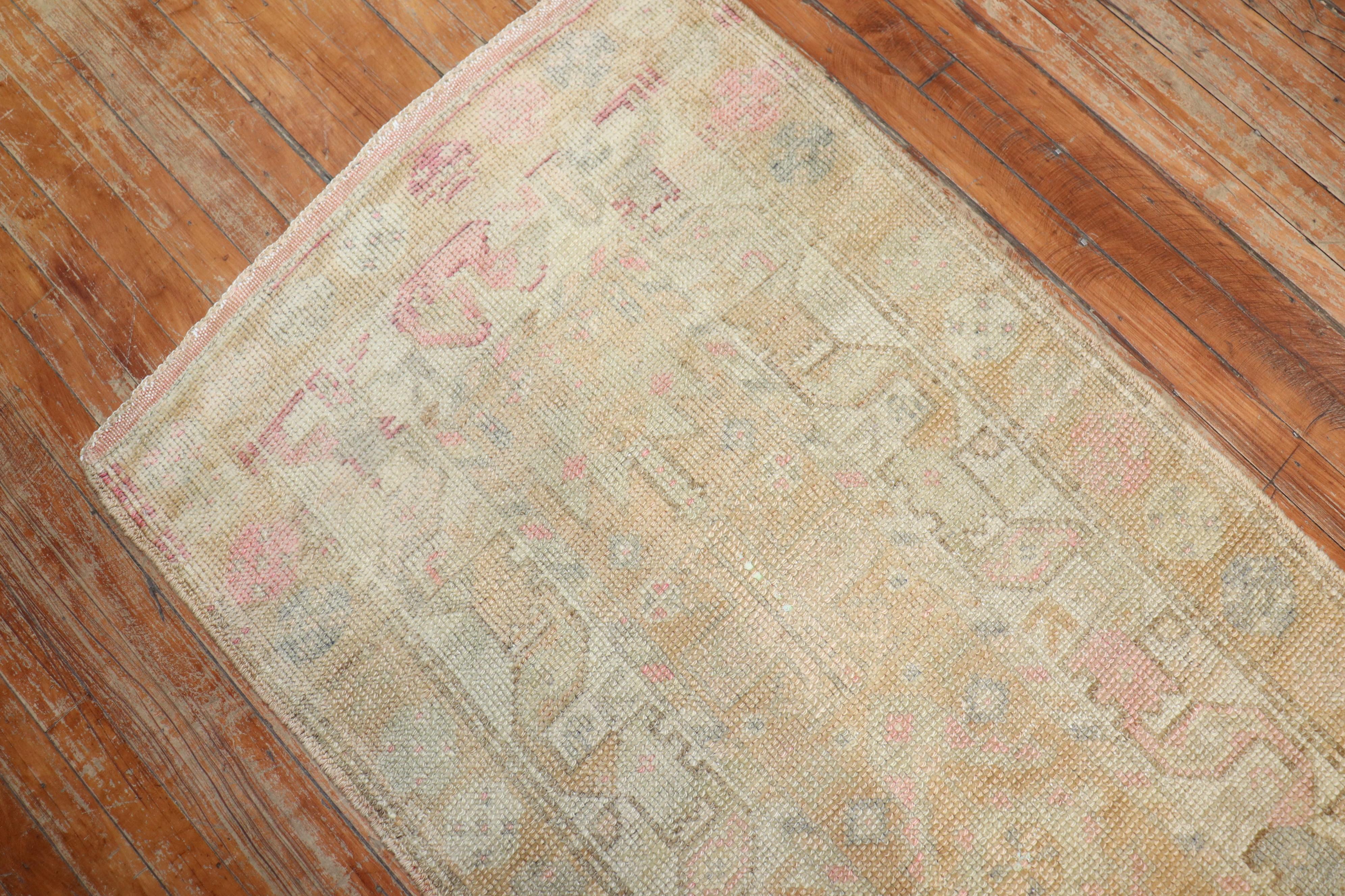 Muted Turkish Anatolian Geometric Long Runner In Good Condition For Sale In New York, NY