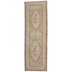 Muted Turkish Ghiordes Floral Wide Runner