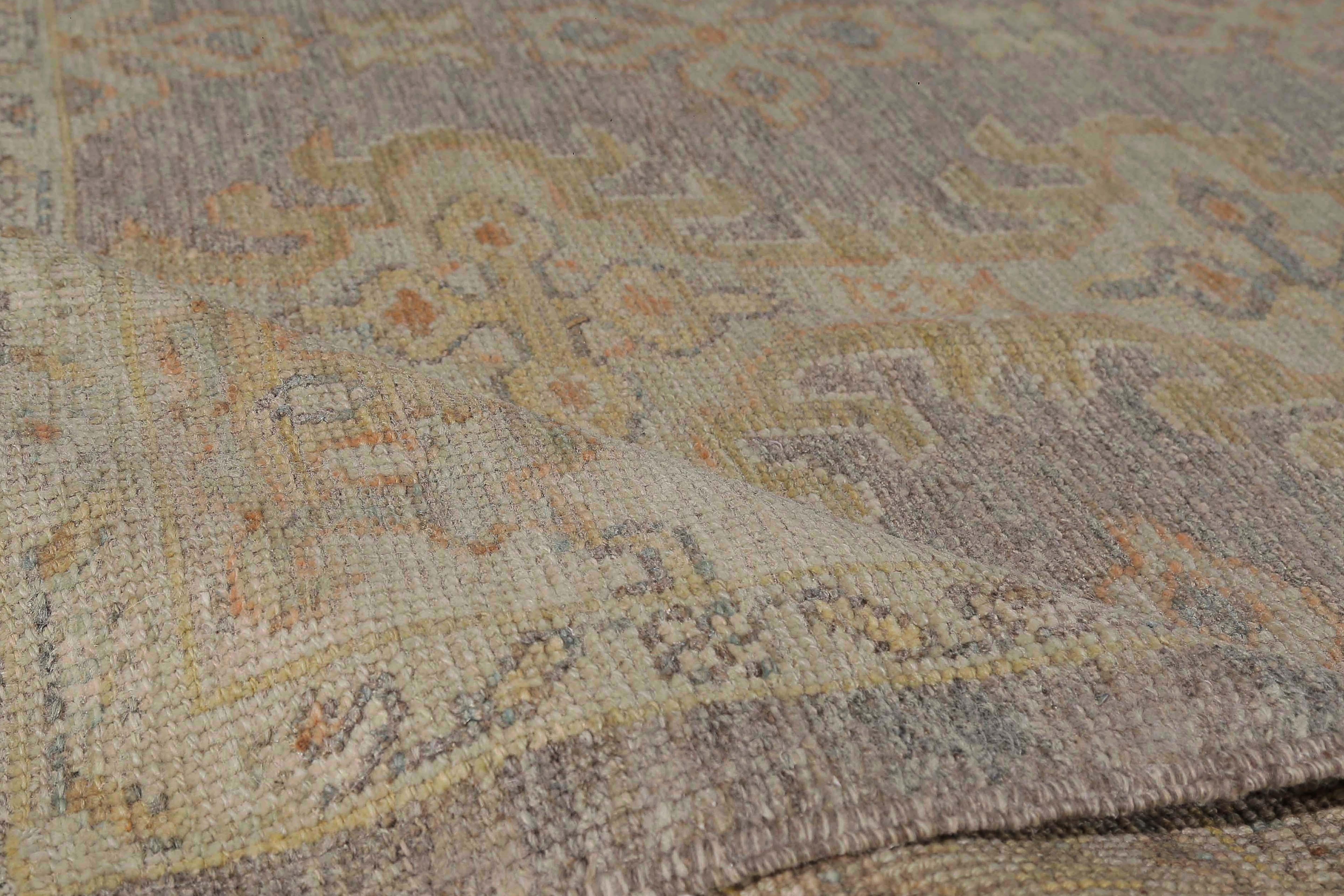 Hand-Woven Muted Turkish Oushak Handmade Rug For Sale