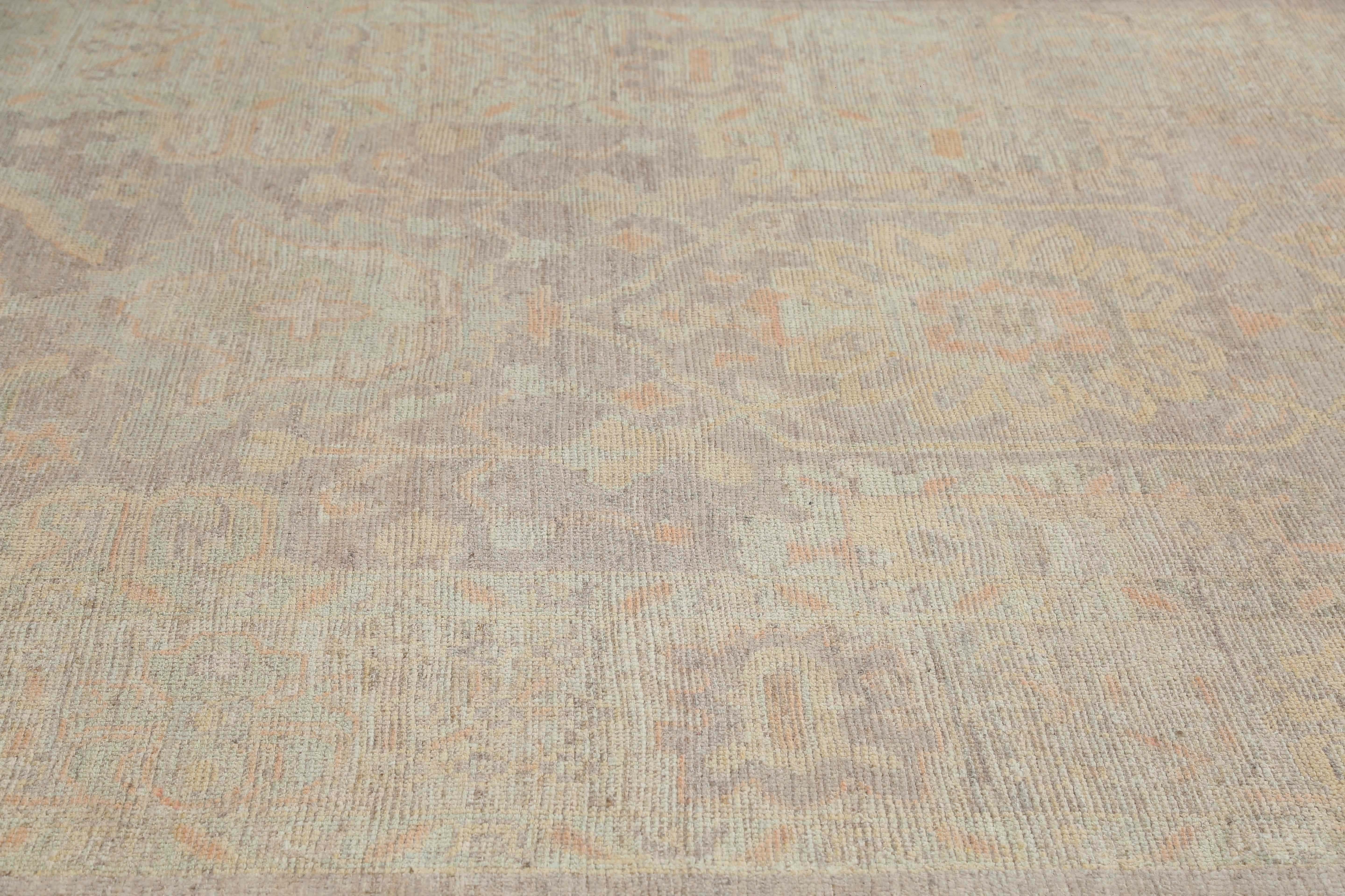 Contemporary Muted Turkish Oushak Handmade Rug For Sale