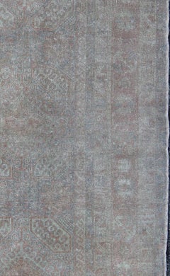 Muted Turkish Rug Antique Oushak with Geometric Design Floating Design