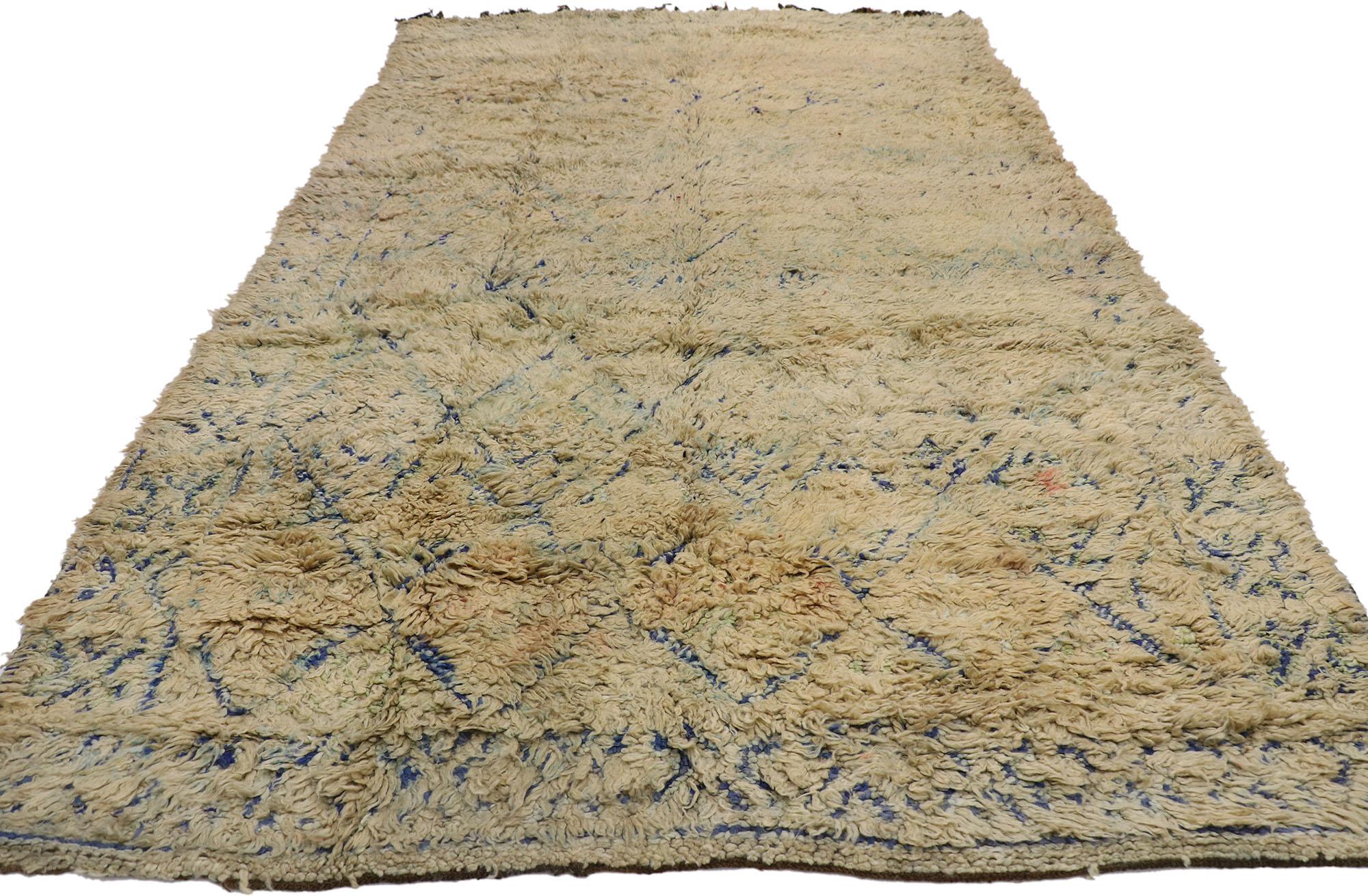 Bohemian Muted Vintage Beni MGuild Moroccan Rug, Boho Chic Meets Mediterranean Style For Sale