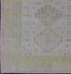 Muted Vintage Spanish Rug with Elegant Tri-Medallion Design and Floral Motifs