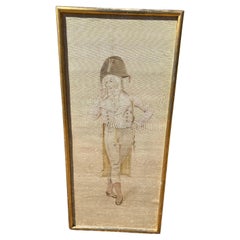 Pintura Vintage Rectangular Alta Sobre Seda de Napoleón