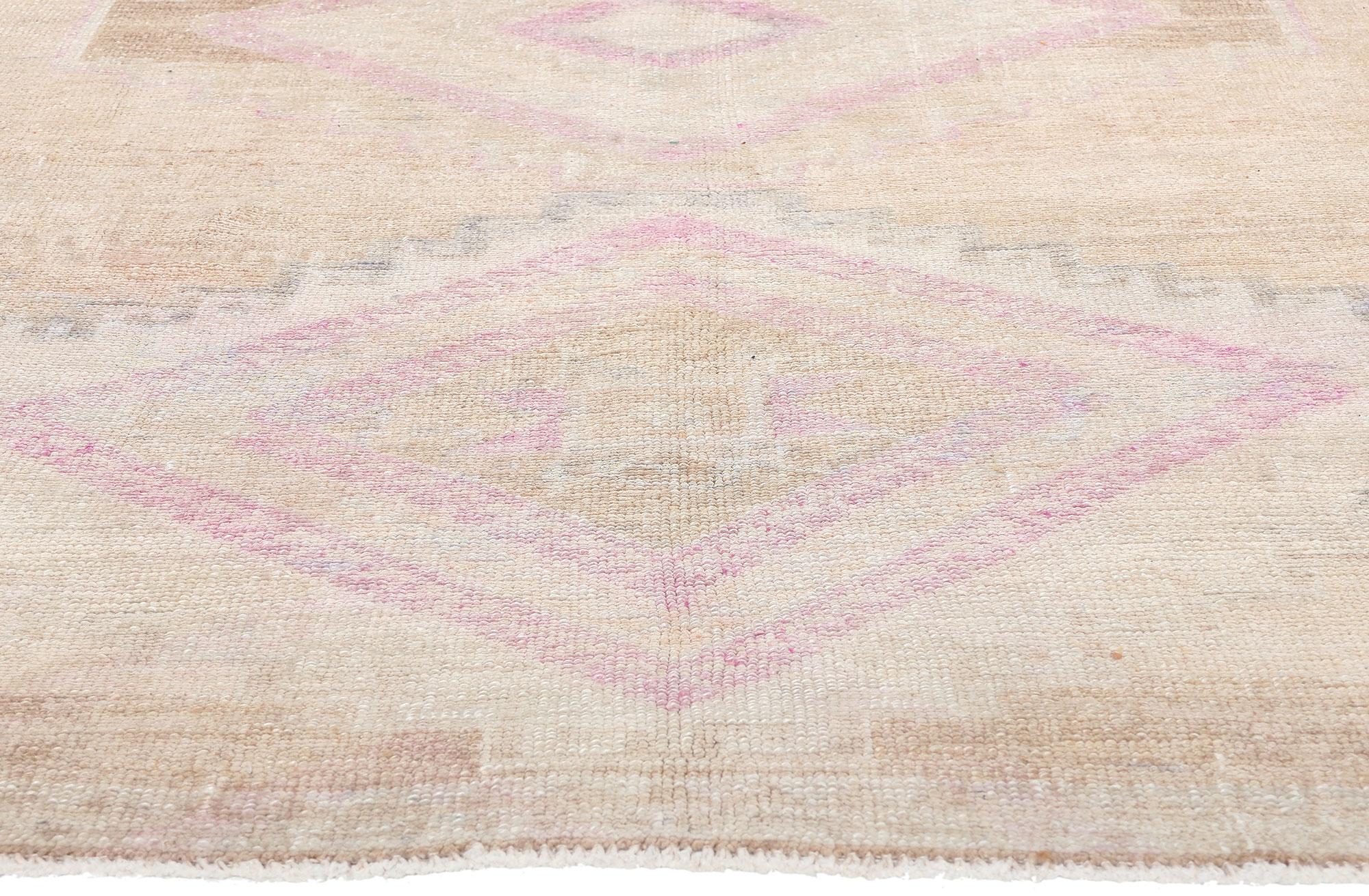 Muted Vintage Turkish Oushak Rug, Boho Meets Shibui  In Good Condition For Sale In Dallas, TX
