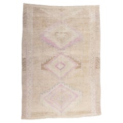 Muted Retro Turkish Oushak Rug, Boho Meets Shibui 