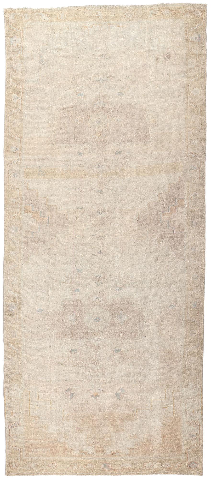 Muted Vintage Turkish Oushak Rug, Earth-Tone Elegance Meets Shibui  For Sale 4