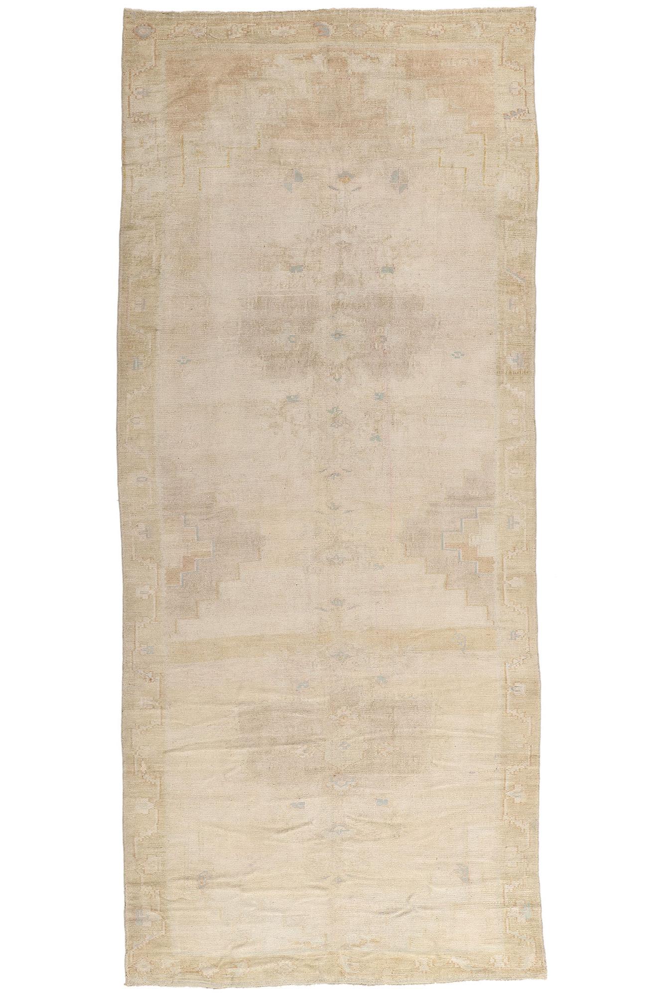 1950's Muted Turkish Oushak Carpet with Contemporary Style For Sale 14