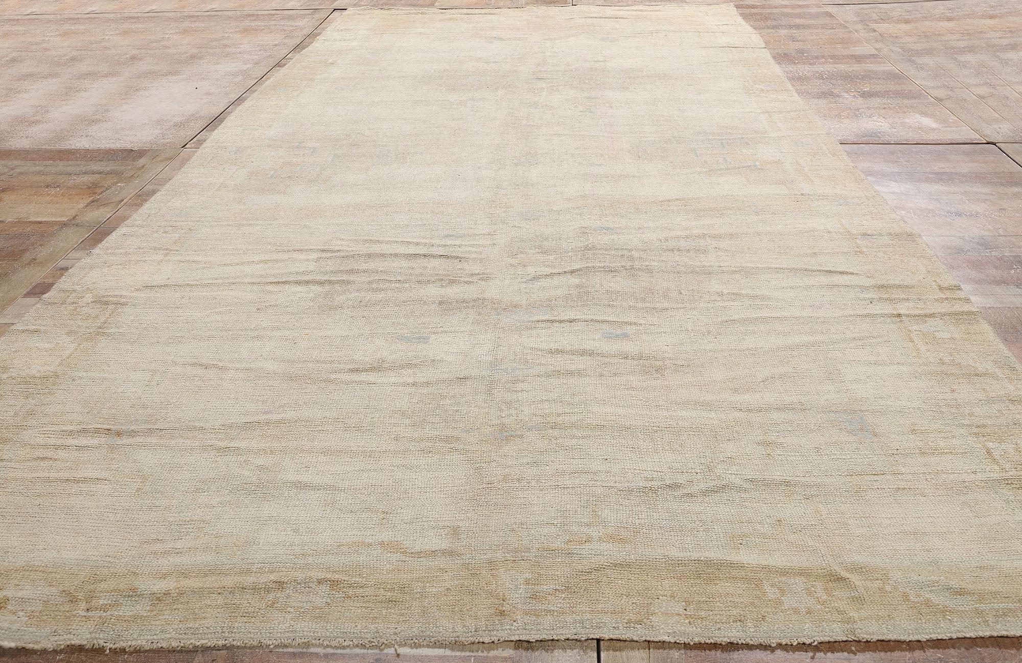 1950's Muted Turkish Oushak Carpet with Contemporary Style For Sale 9