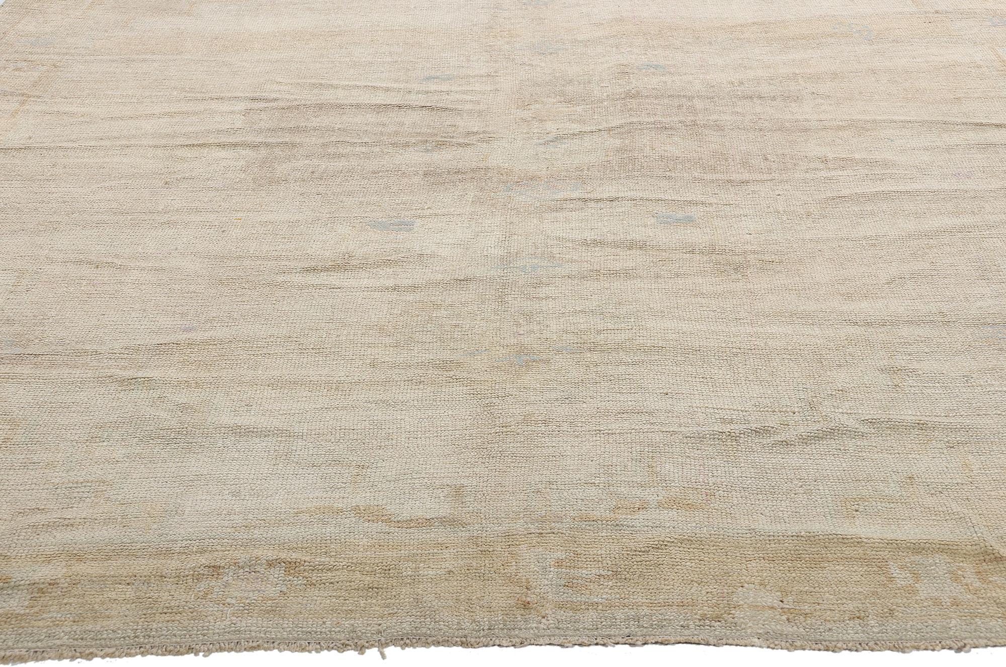 Wool 1950's Muted Turkish Oushak Carpet with Contemporary Style For Sale