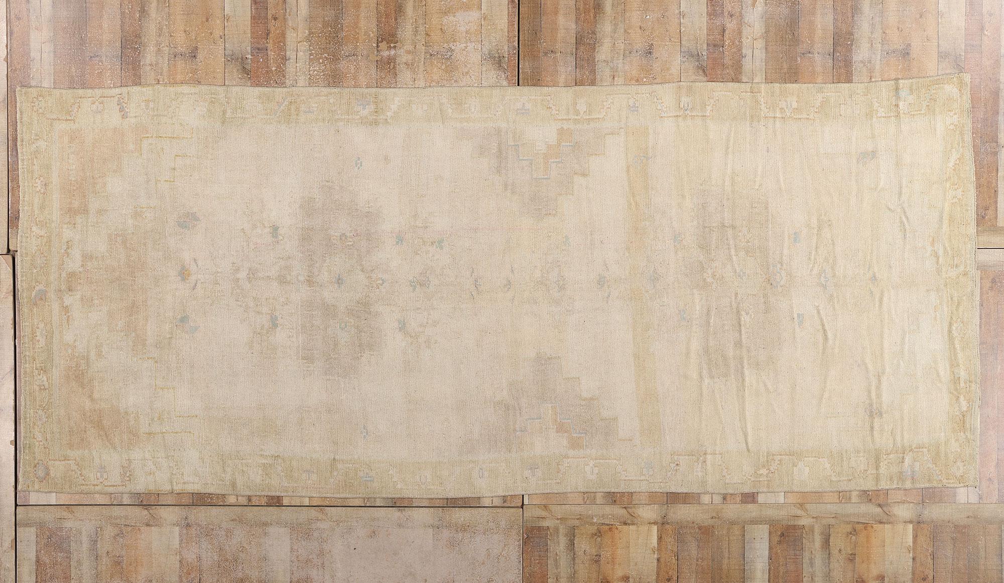 1950's Muted Turkish Oushak Carpet with Contemporary Style For Sale 11