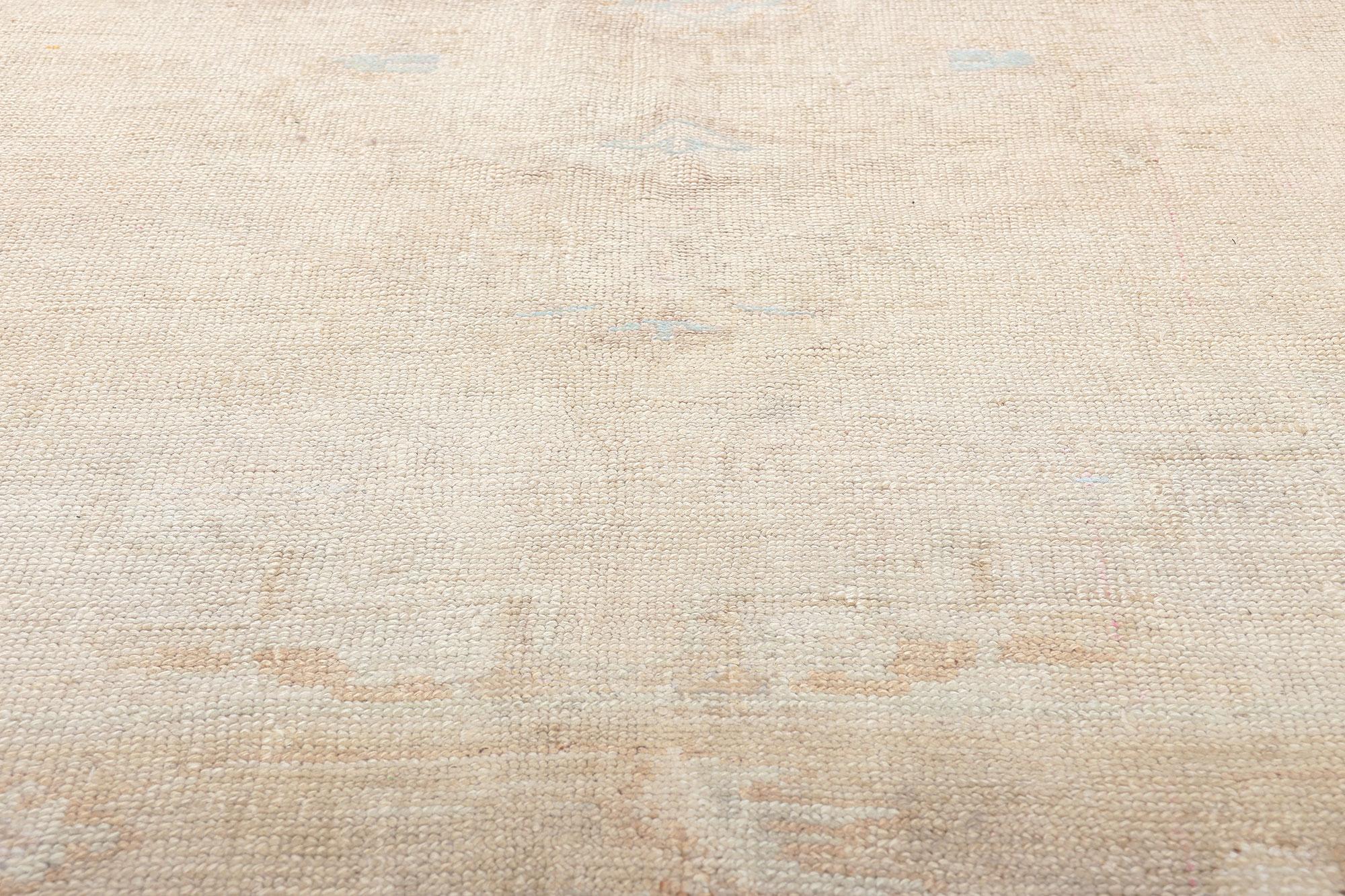 1950's Muted Turkish Oushak Carpet with Contemporary Style For Sale 3