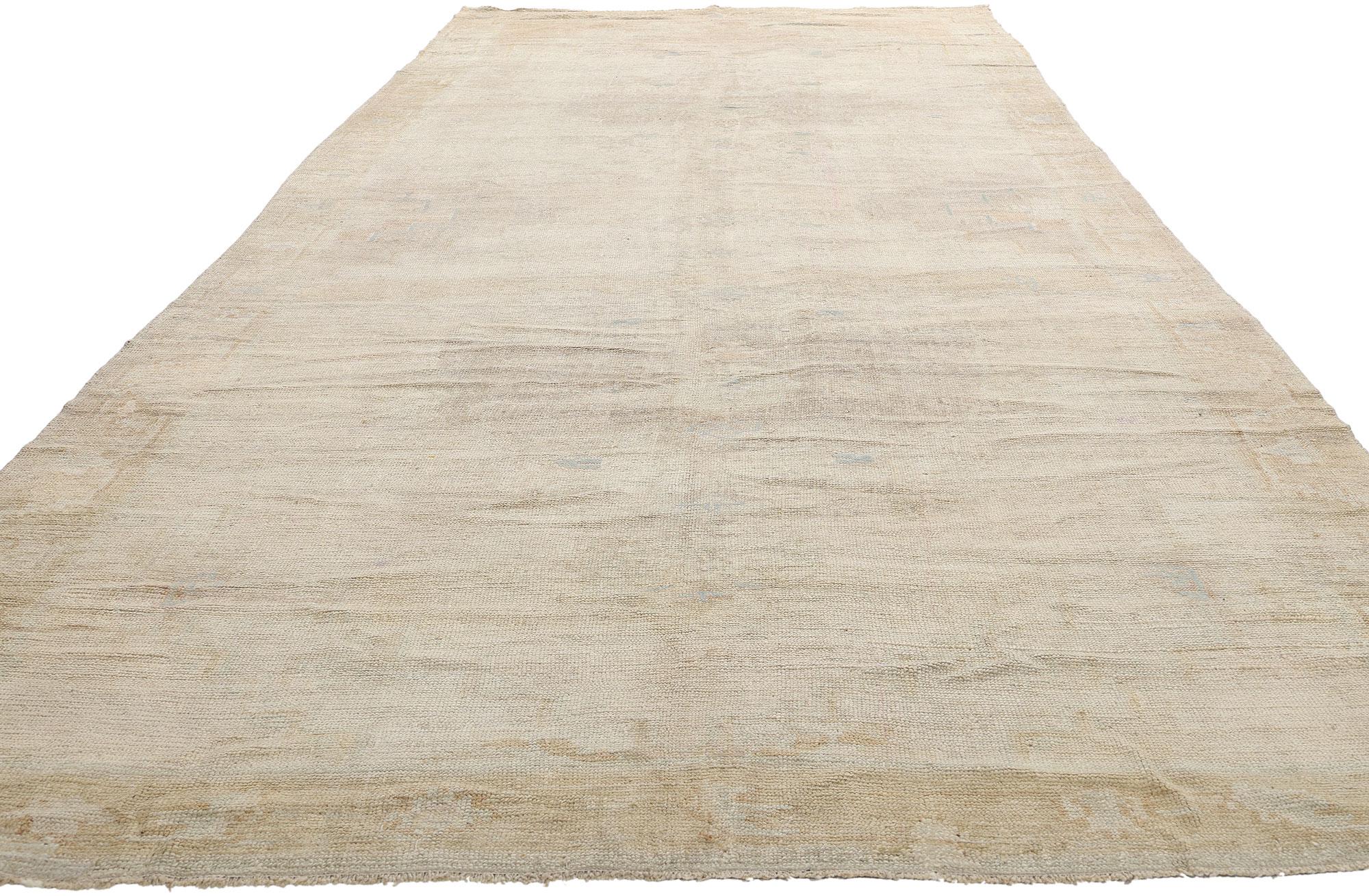 20th Century 1950's Muted Turkish Oushak Carpet with Contemporary Style For Sale