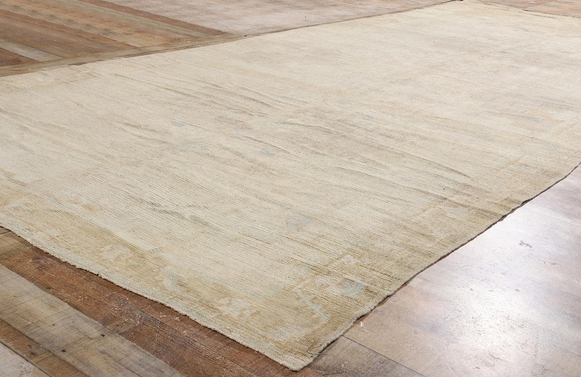 1950's Muted Turkish Oushak Carpet with Contemporary Style For Sale 7