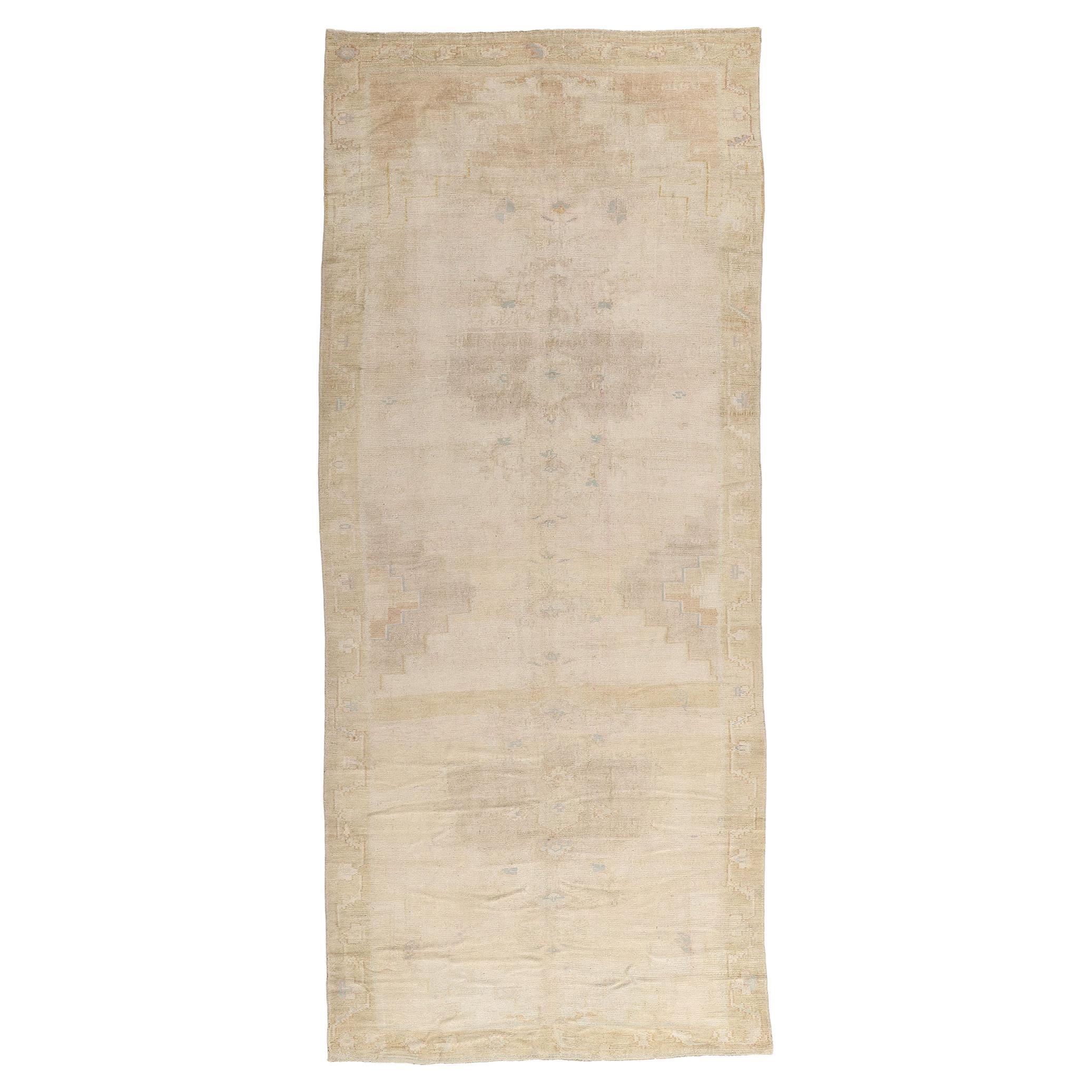 1950's Muted Turkish Oushak Carpet with Contemporary Style