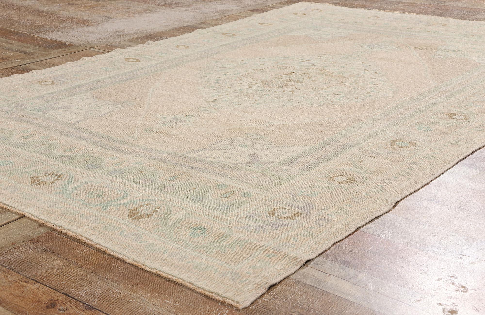 1950's Turkish Oushak Carpet with Modern Style For Sale 2