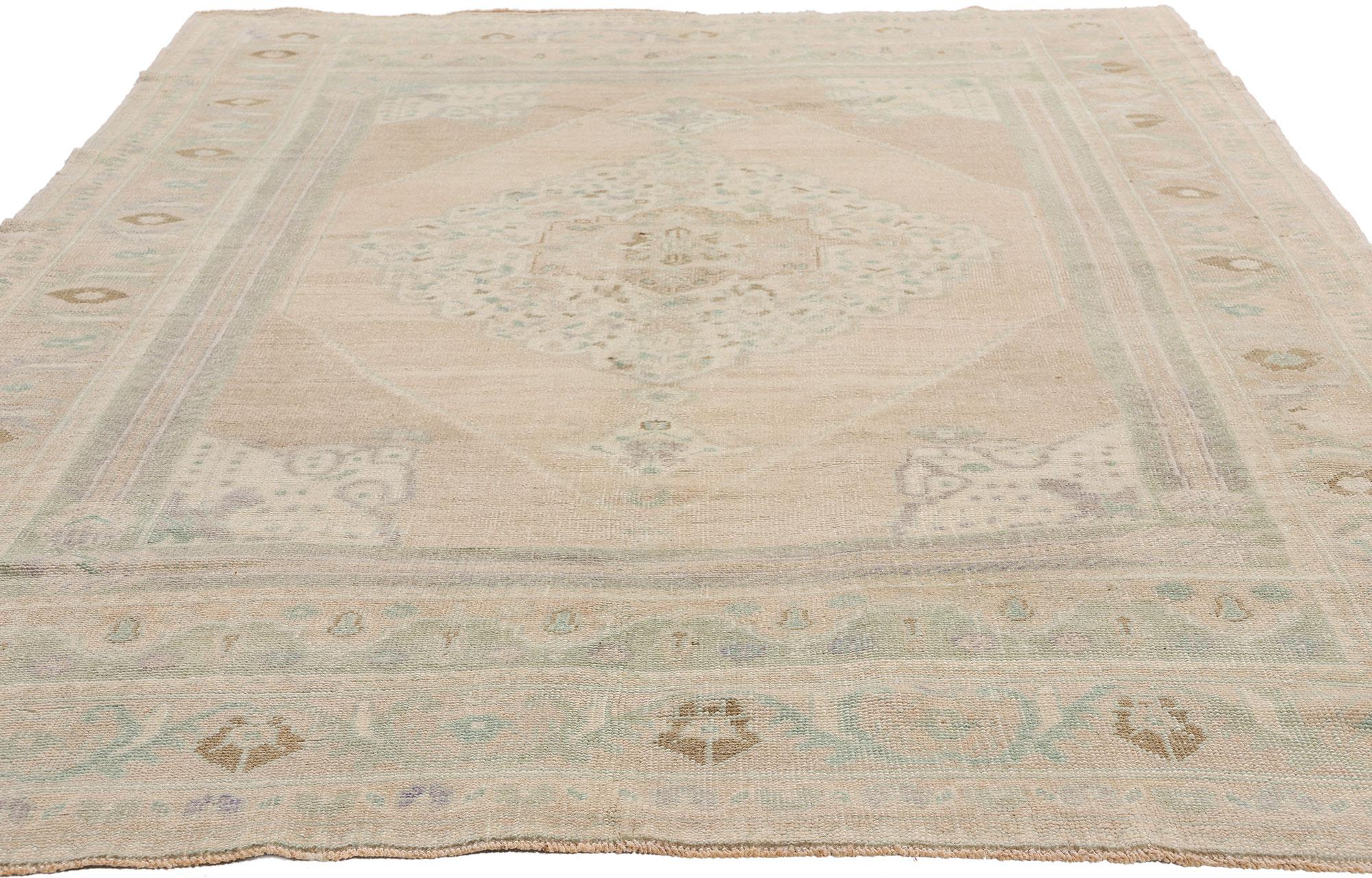 Hand-Knotted 1950's Turkish Oushak Carpet with Modern Style For Sale