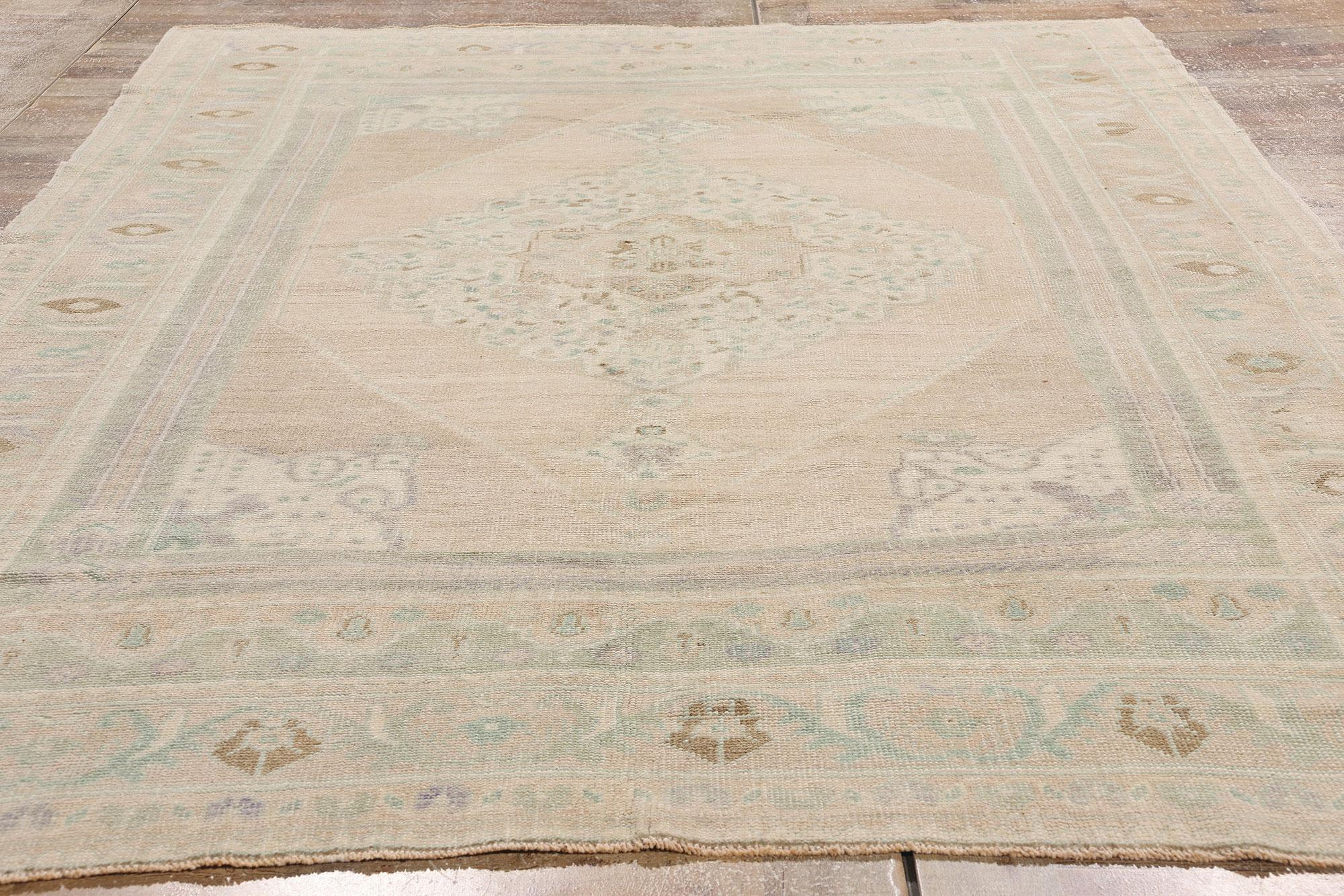 1950's Turkish Oushak Carpet with Modern Style For Sale 3