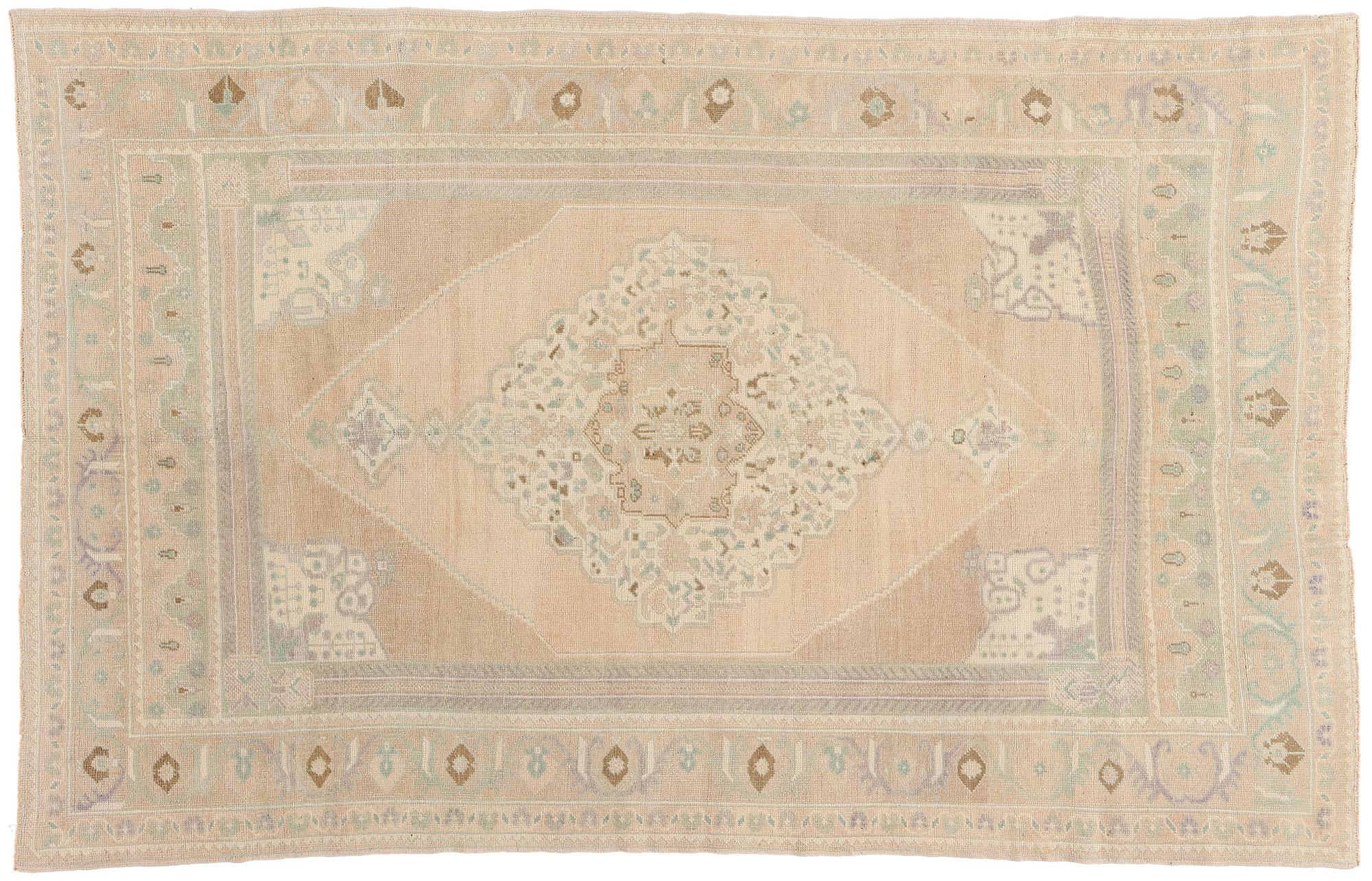 1950's Turkish Oushak Carpet with Modern Style For Sale 5