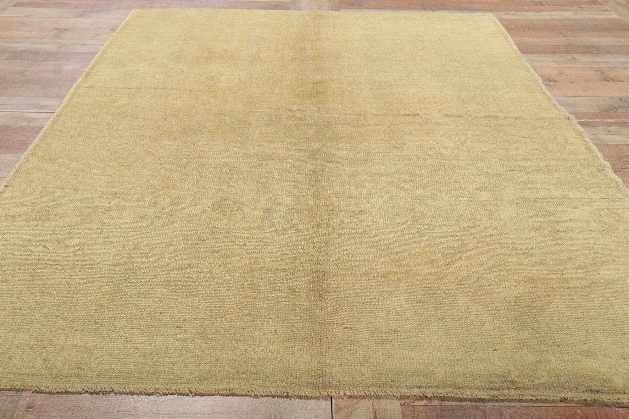 Muted Vintage Turkish Oushak Rug with Neutral Earth-Tone Colors For Sale 1