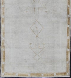 Muted Vintage Turkish Oushak Runner With A Faint Tribal Design