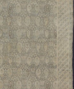 Muted Vintage Turkish Sivas with Paisley Design in Taupe, Gray-Green, and Camel