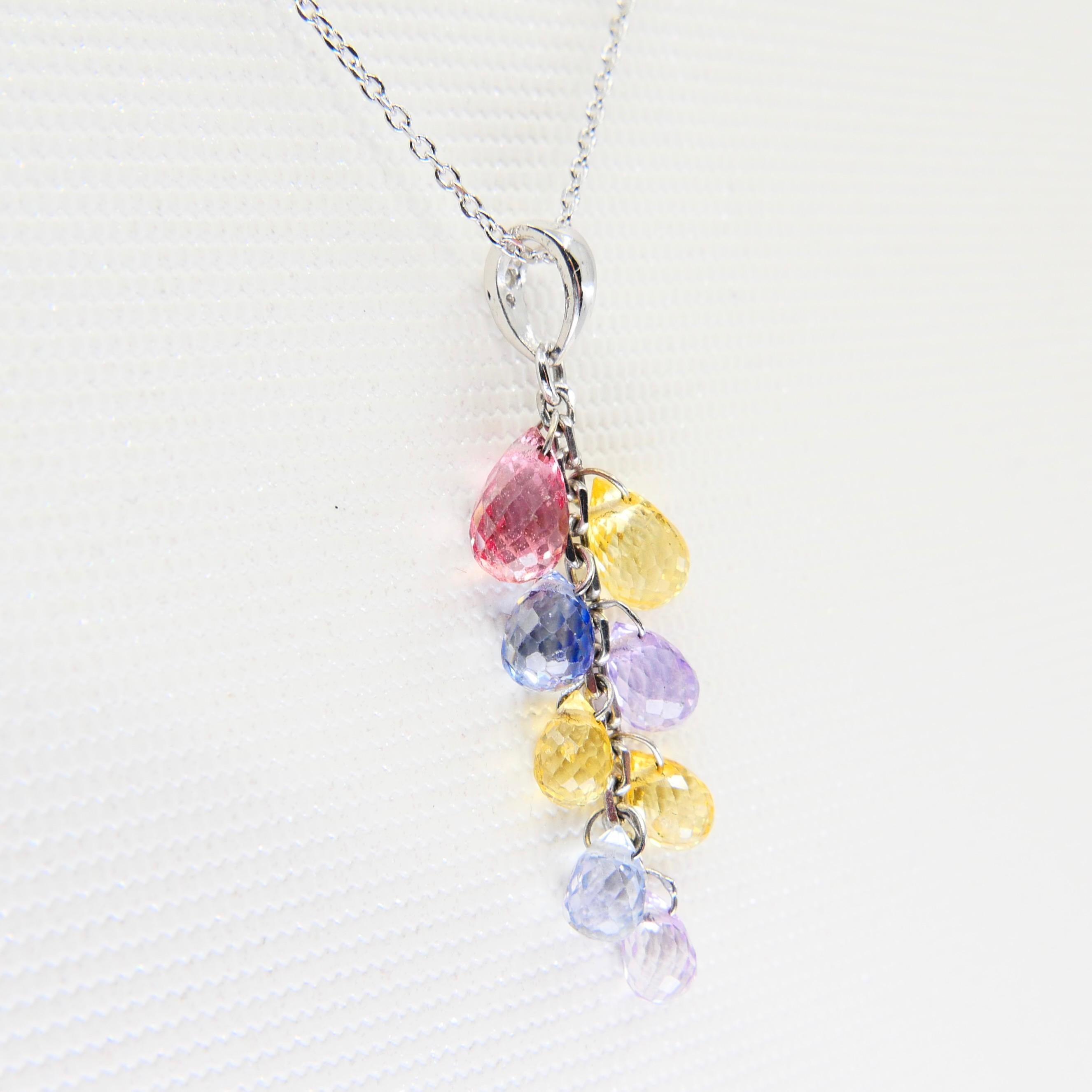 Collier pendentif Muti en saphirs taille briolette et diamants en vente 5