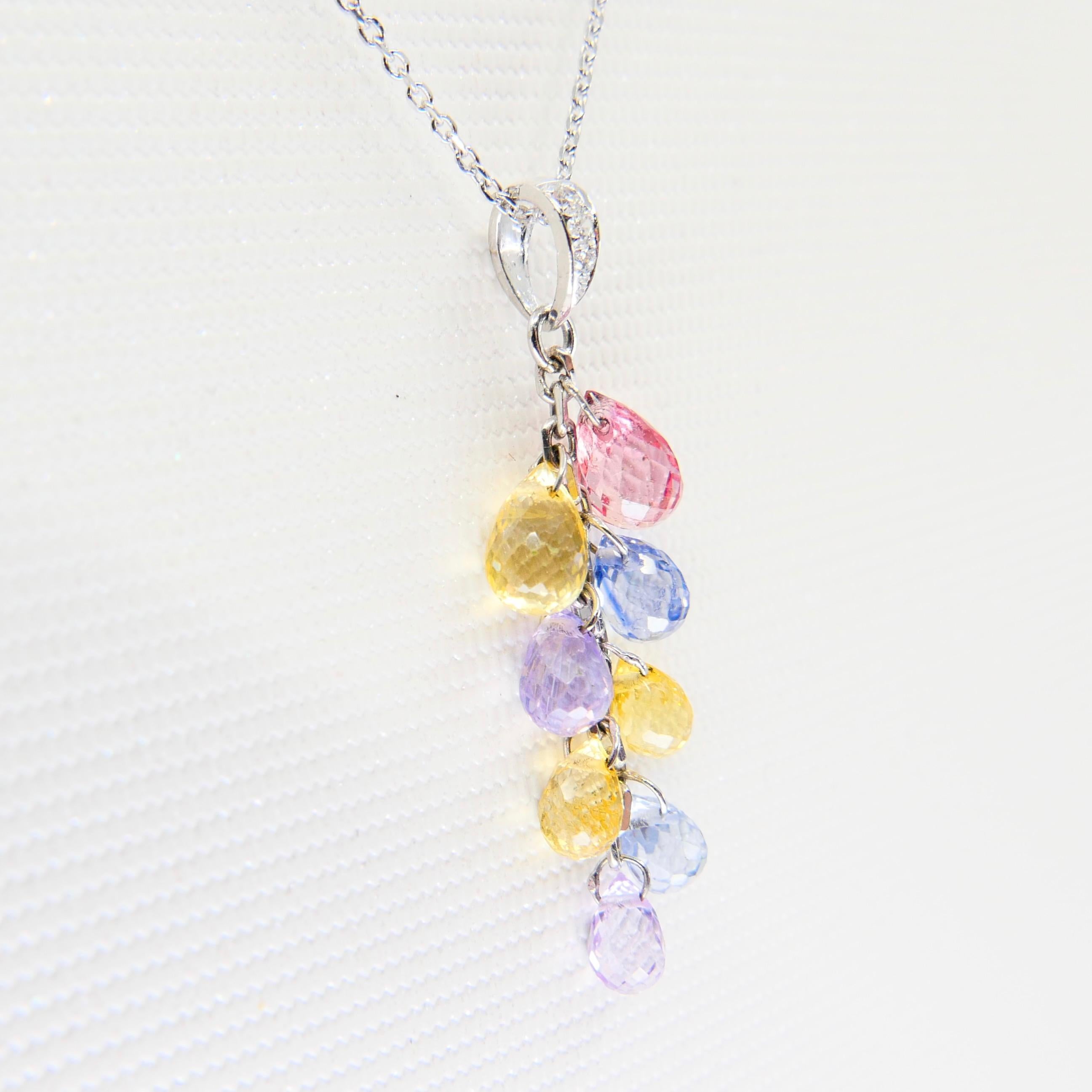 Collier pendentif Muti en saphirs taille briolette et diamants en vente 13