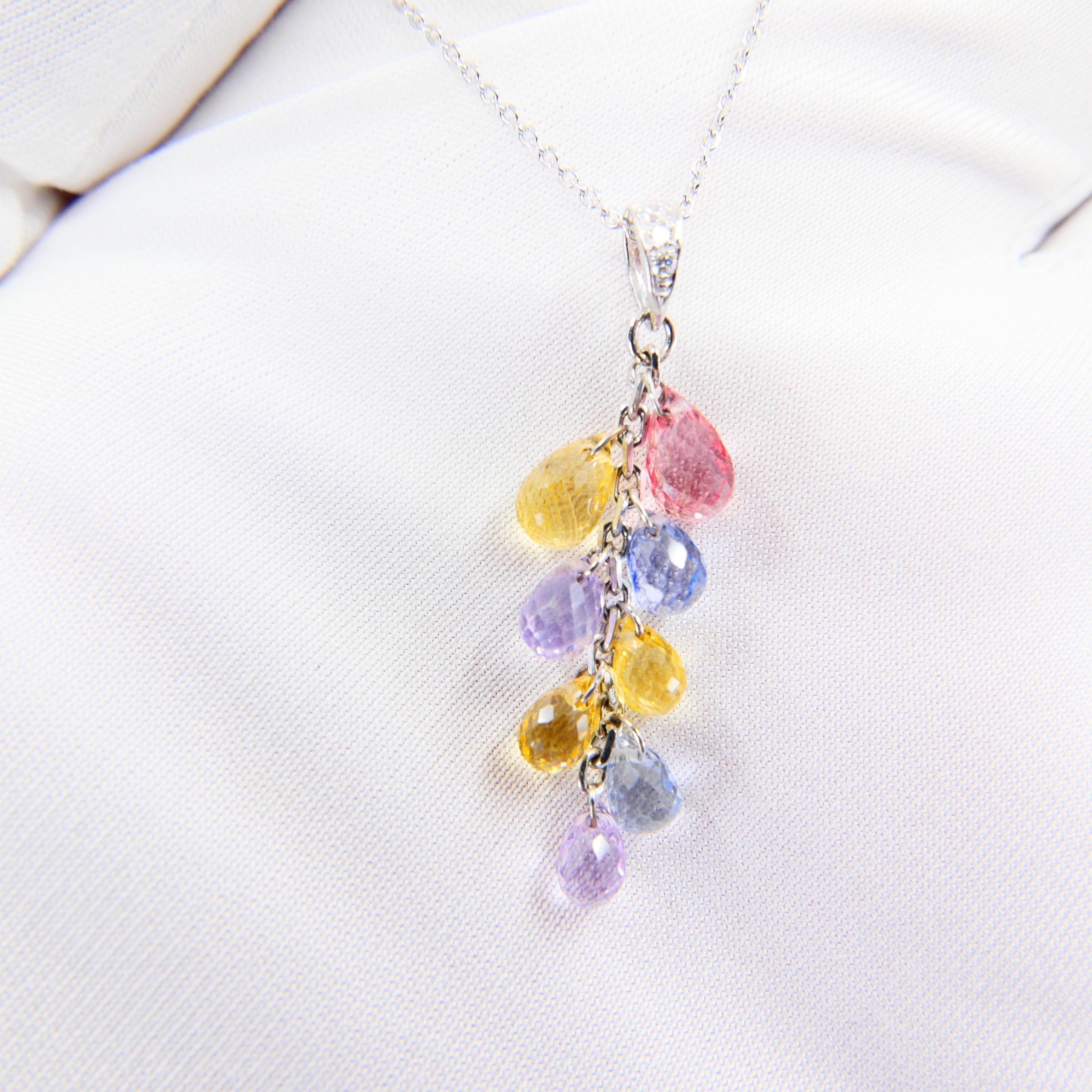 Collier pendentif Muti en saphirs taille briolette et diamants Neuf - En vente à Hong Kong, HK