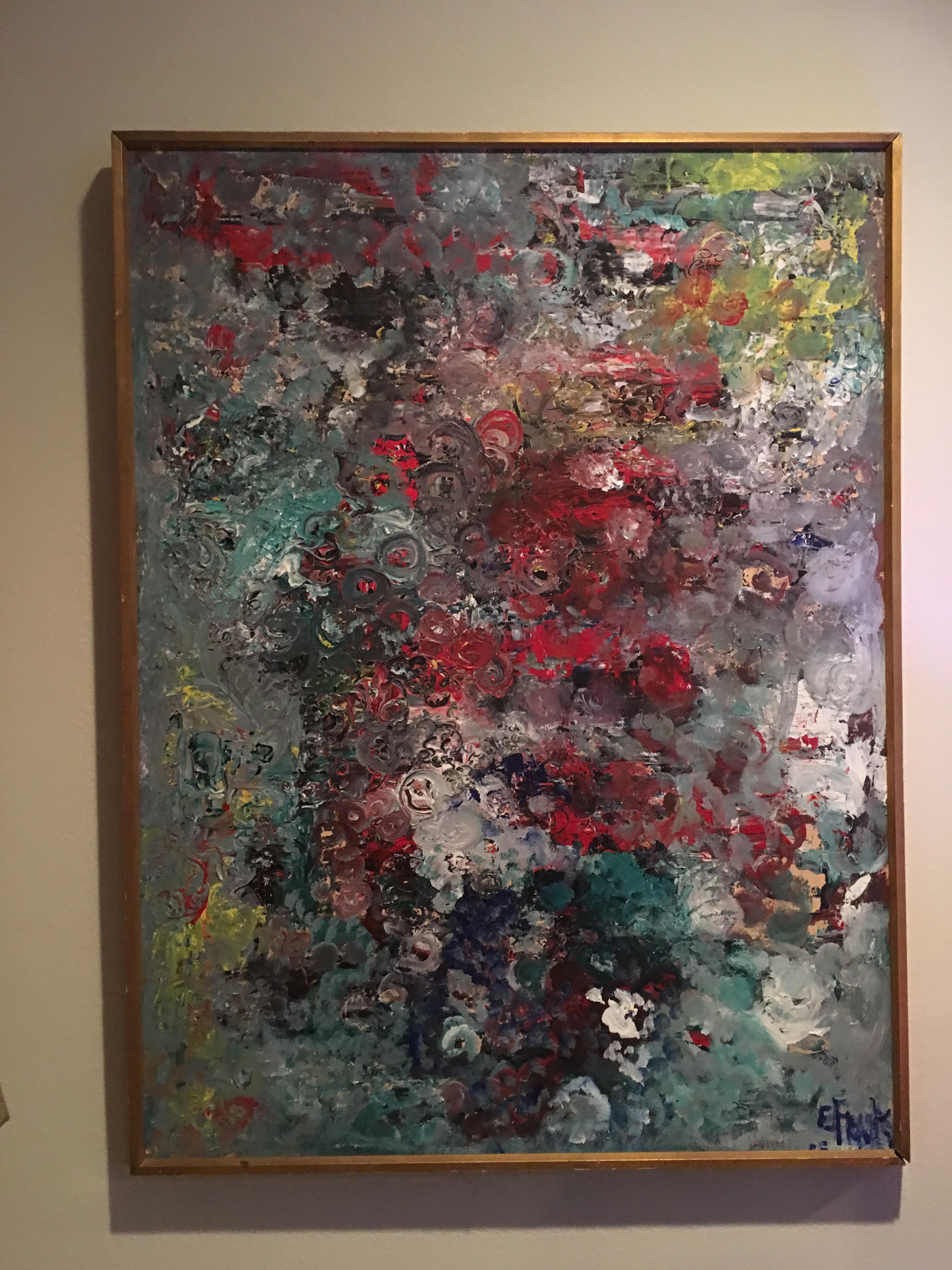 20th Century Muticolored Midcentury Abstract Painting by E. Frank